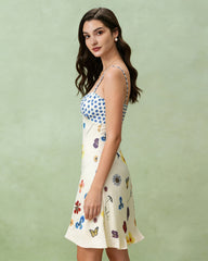 Apricot Floral A-Line Slip Mini Dress