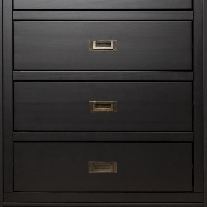 4 Drawer Chest of Drawers Black Wood Tallboy Bedroom Storage Cabinet