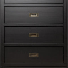 4 Drawer Chest of Drawers Black Wood Tallboy Bedroom Storage Cabinet