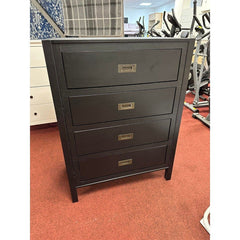 4 Drawer Chest of Drawers Black Wood Tallboy Bedroom Storage Cabinet