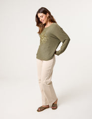 Embroidered Sequin Flower Top