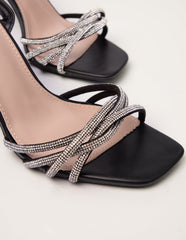 Diamante Wrap Over Strap Heels
