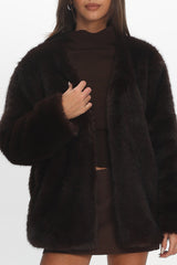 By The Fire Faux Fur Coat Chocolate