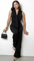 Eclisse Front Tie Jumpsuit - Black