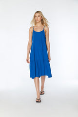 LINEN BLEND TIERED DRESS