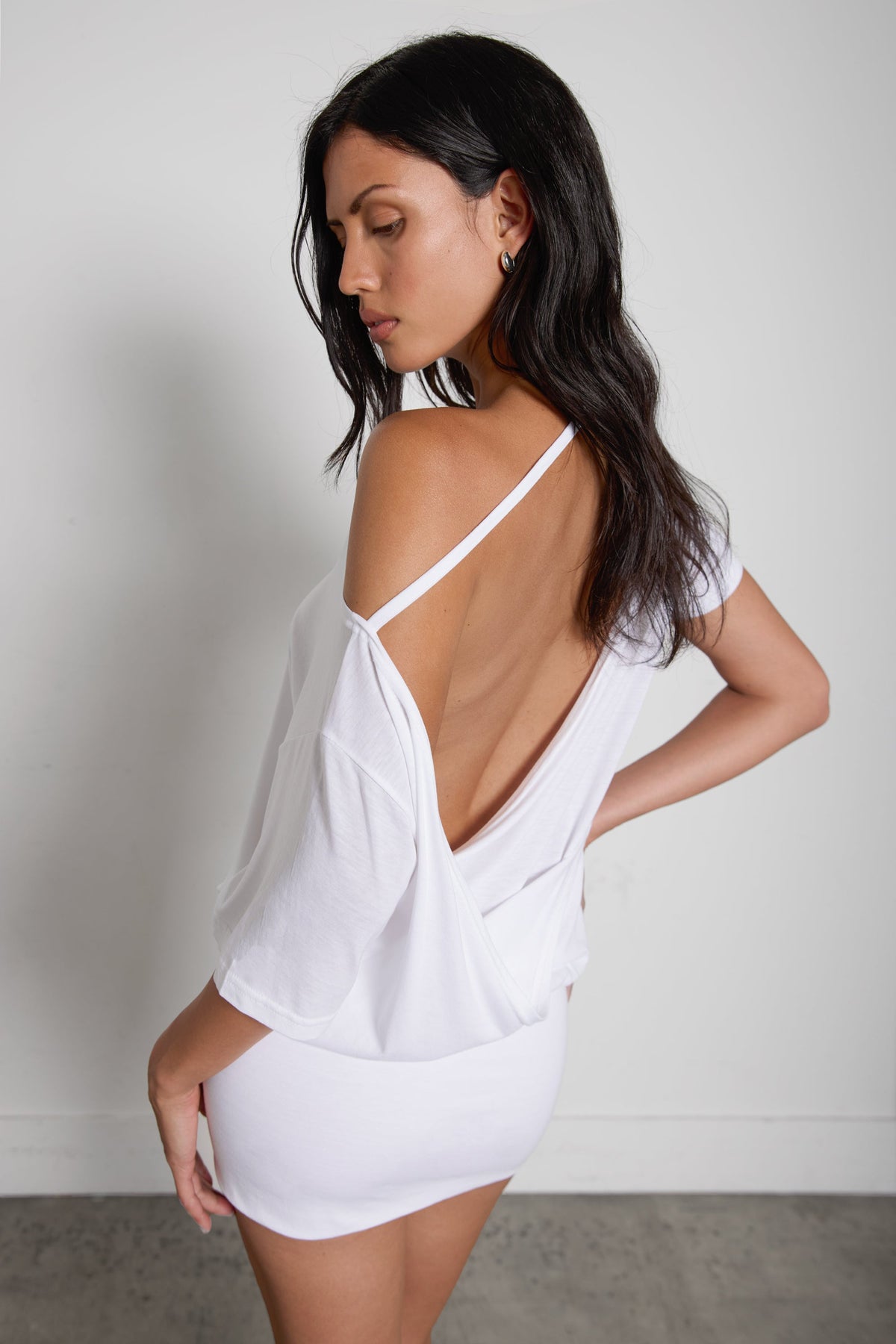 OFF SHOULDER OPEN BACK MINI DRESS