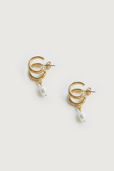 DOUBLE HOOPS WITH PEARL