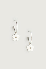 FLOWER CHARM HOOP EARRING