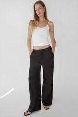 DOUBLE-KNIT COTTON BLEND WIDE LEG PANT