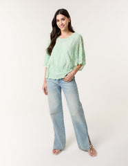 Sun Flower Lace Sleeve Blouse