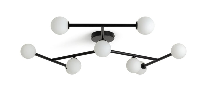 Alonso 9 Light Flush to Ceiling Light -Black & White