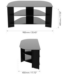 AVF Corner TV Stand With Storage in Black - Up to 42 Inch TV Unit Glass - 90cm