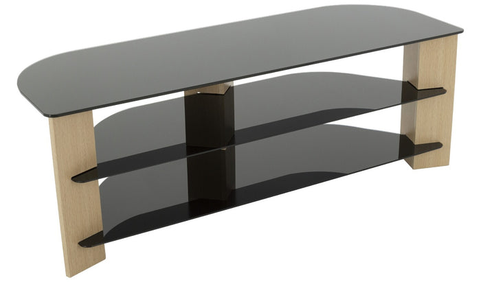 AVF Corner TV Stand With Storage Oak Eff Up to 65 Inch TV Unit Glass Black 130cm