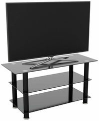 AVF TV Stand With Storage in Black - Up to 50 Inch TV Unit Glass - 100cm Wide