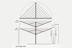 Brabantia 50m Lift-O-Matic Washing Line with Ground Spike