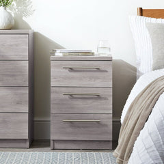 Brisbane 3 Drawer Bedside â€“ Grey Oak
