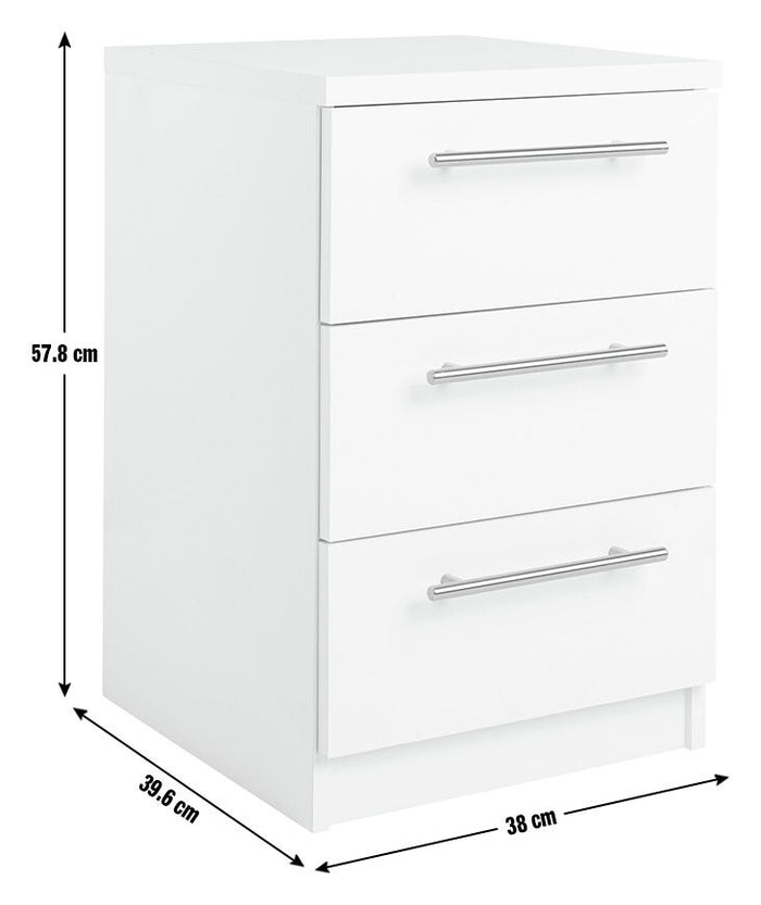 Brisbane 3 Drawer Bedside â€“ Grey Oak