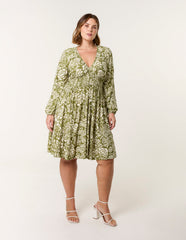 Curve Shirred Neck Elastic Mini Dress