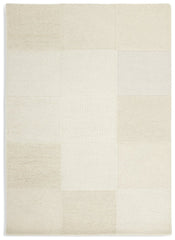 Checkerboard Natural Wool Cut Pile Rug - 170x120cm