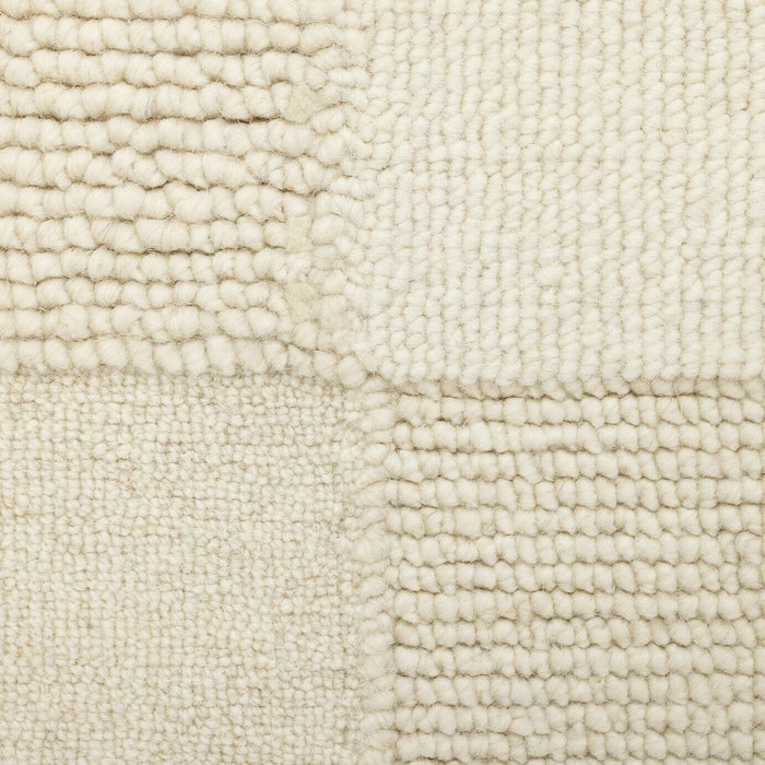 Checkerboard Natural Wool Cut Pile Rug - 170x120cm