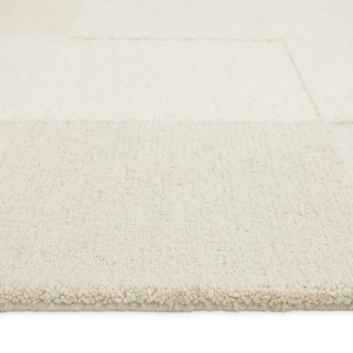 Checkerboard Natural Wool Cut Pile Rug - 170x120cm