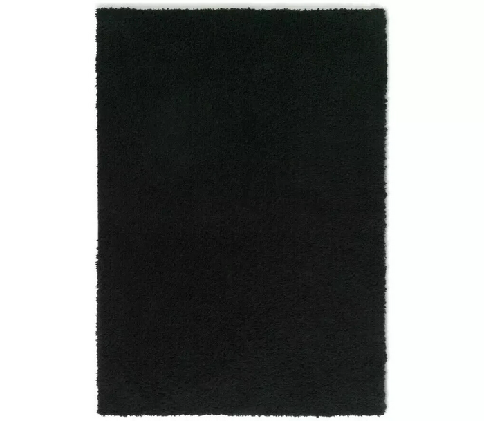 Habitat Cosy Black Shaggy Rug - 230x160cm | Soft Large Living Room Floor Carpet