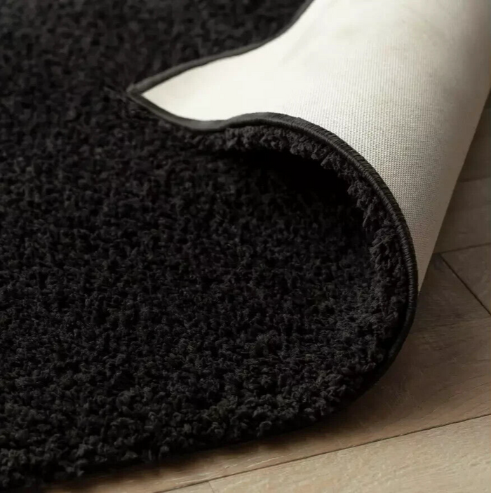 Habitat Cosy Black Shaggy Rug - 230x160cm | Soft Large Living Room Floor Carpet