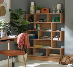 Habitat Cubes Wide Boockase - Oak Effect | Wooden Storage Shelving Unit Living