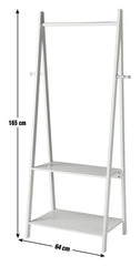 Decorative Clothes Rail with 2 Shelves - White ( B Grade )