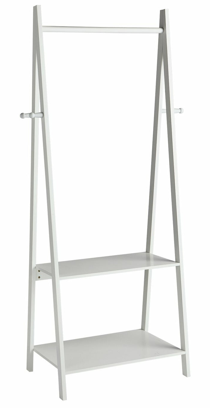 Decorative Clothes Rail with 2 Shelves - White