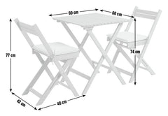 Evissa 2 Seater Folding Wooden Garden Bistro Set | small garden furniture