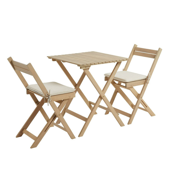 Evissa 2 Seater Folding Wooden Garden Bistro Set | small garden furniture