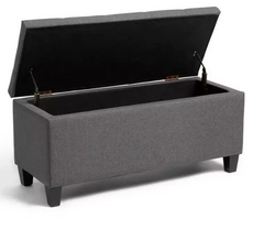 Fabric Large Storage Ottoman - Grey | Upholstered Footstool Bench Bedroom Seat