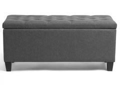Fabric Large Storage Ottoman - Grey | Upholstered Footstool Bench Bedroom Seat
