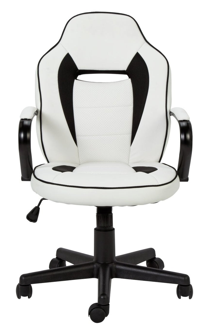 Faux Leather Mid Back Gaming Chair -White & Black | Workspace Coolness Quality