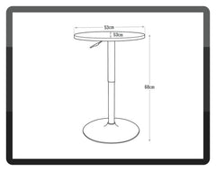 Gas Lift Round Bar Dining Table 2 Seater - Black For Kitchen or Living Room