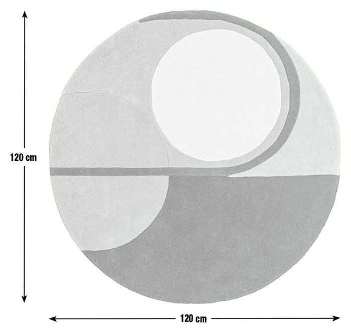 Geometric Round Wool Cut Pile Rug - 120cm