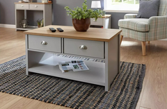 GFW Lancaster 2 Drawer Coffee Table - Grey
