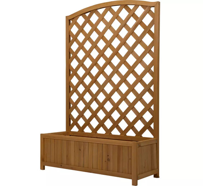 Habitat Lattice Wooden Garden Planter - Large | Outdoor Plant Pot Garden Decor