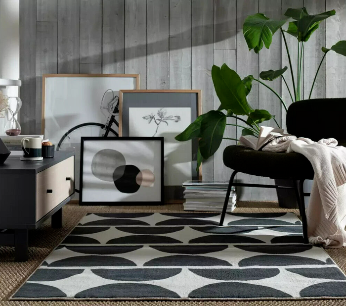 Habitat Mid Century Mini Geo Rug - Grey & White - 160x230cm ( B Grade 30621 )