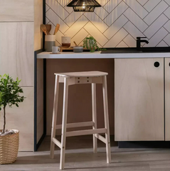 Habitat Nina Solid Birch Bar Stool - Natural | Modern Kitchen Breakfast Chair