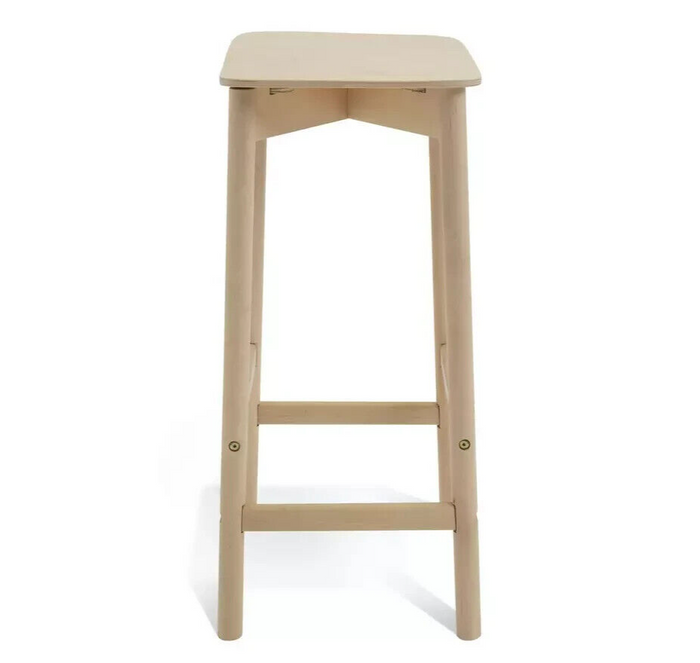Habitat Nina Solid Birch Bar Stool - Natural | Modern Kitchen Breakfast Chair