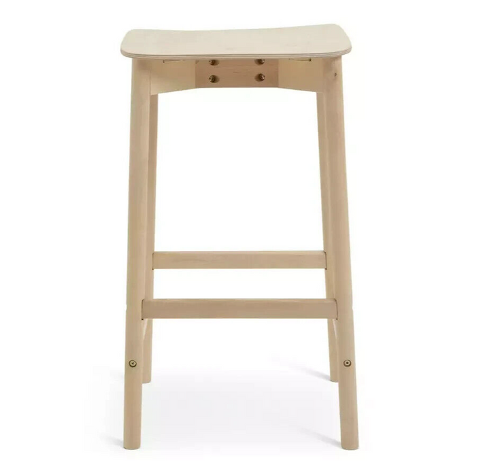 Habitat Nina Solid Birch Bar Stool - Natural | Modern Kitchen Breakfast Chair