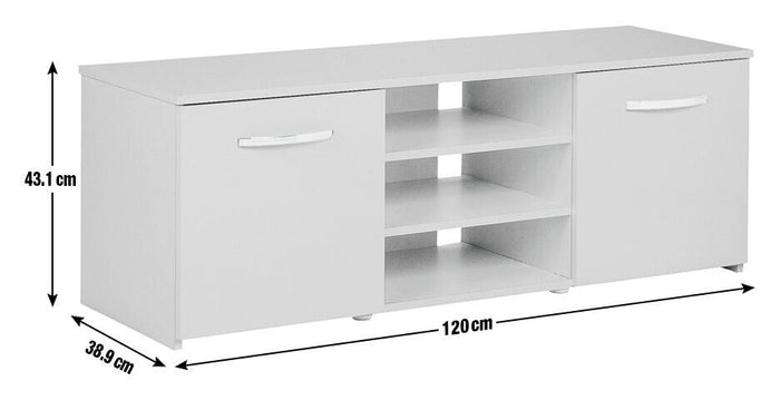 Hayward 2 Door Small TV Unit White Gloss | Modern TV Stand Storage Cabinet