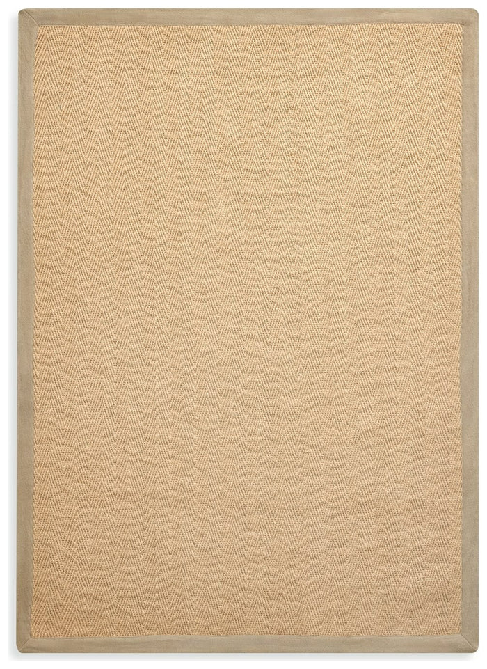 Herringbone Neutral Boarder Jute Rug - 230x160cm