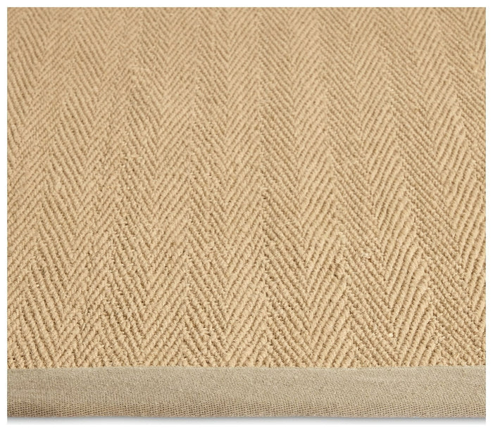 Herringbone Neutral Boarder Jute Rug - 230x160cm