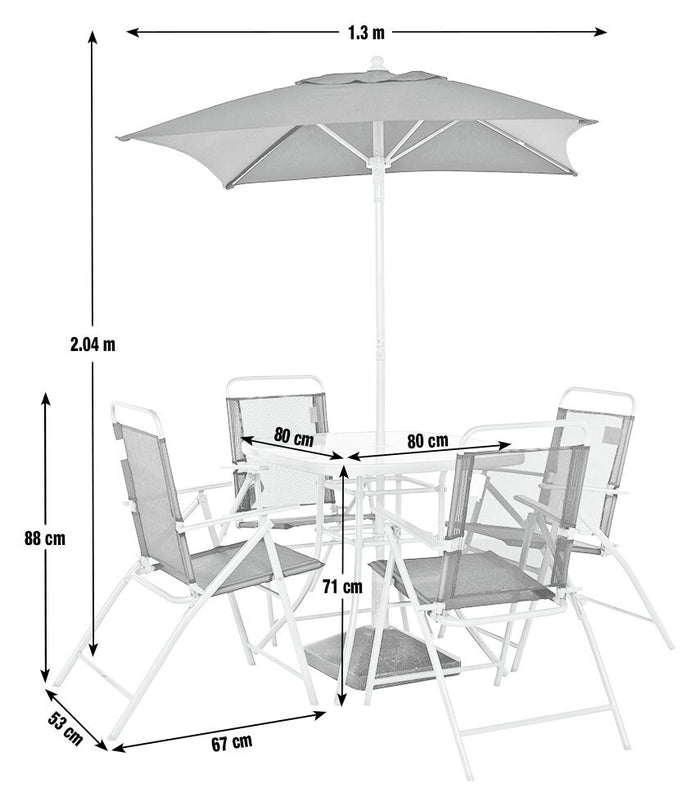 Home Atlantic 4 Seater Folding Metal Patio Set - Black | Outdoor Garden Dining