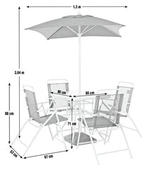 Home Atlantic 4 Seater Folding Metal Patio Set - Black | Outdoor Garden Dining