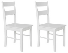 Home Chicago Pair of Solid Wood Dining Chairs White | Modern Kitchen Furniture