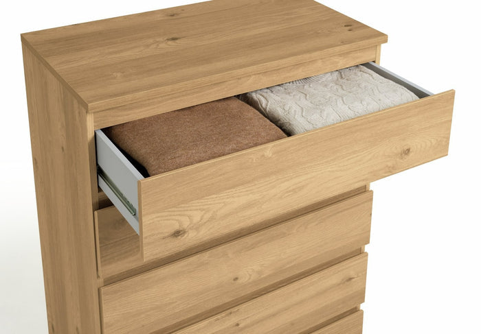 Home Jenson 5 Drawer Chest - New Oak Effect | Wooden storage chest with 5 drawer